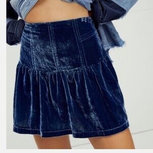 Free People Sweet But Tough Velvet Mini Skirt